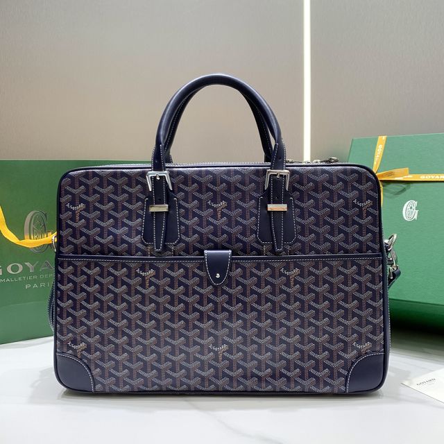 Goyard original canvas ambassade document case gm GY0063 navy blue