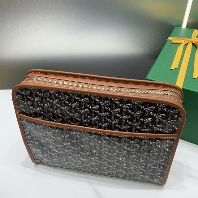 Goyard original canvas large clutch GY0063 black&brown