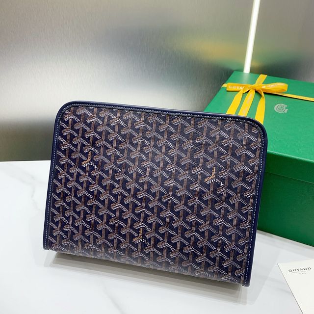 Goyard original canvas large clutch GY0063 navy blue