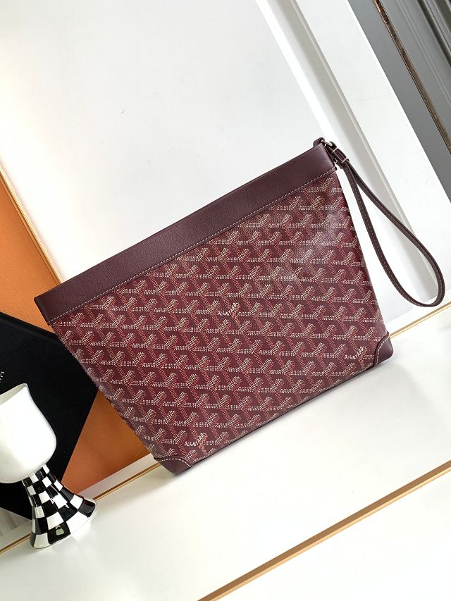 Goyard original canvas conti pouch GY0066 burgundy