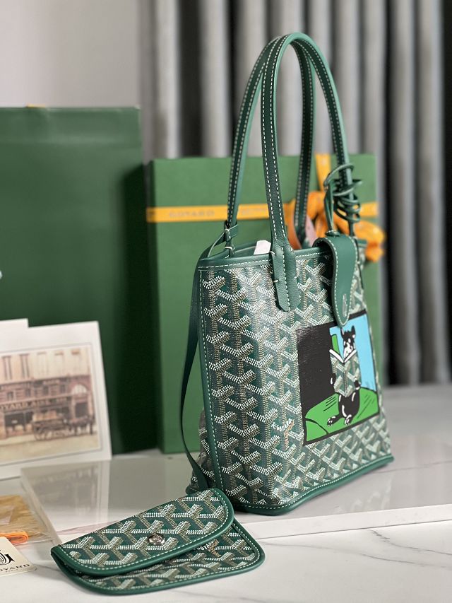 Goyard original calfskin&canvas reversible anjou mini bag GY0084 green