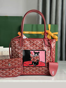 Goyard original calfskin&canvas reversible anjou mini bag GY0084 red