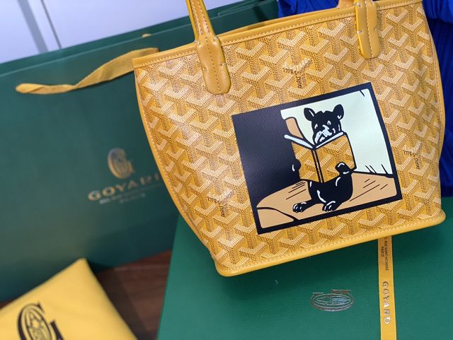 Goyard original calfskin&canvas reversible anjou mini bag GY0084 yellow