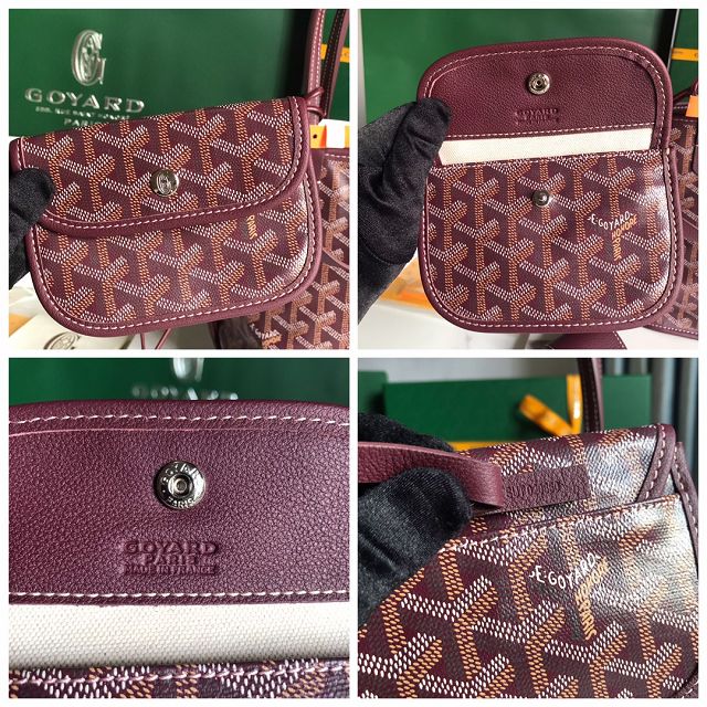 Goyard original calfskin&canvas reversible anjou mini bag GY0086 burgundy