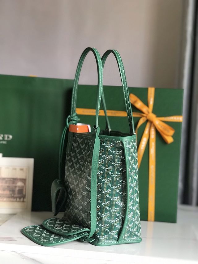 Goyard original calfskin&canvas reversible anjou mini bag GY0086 green