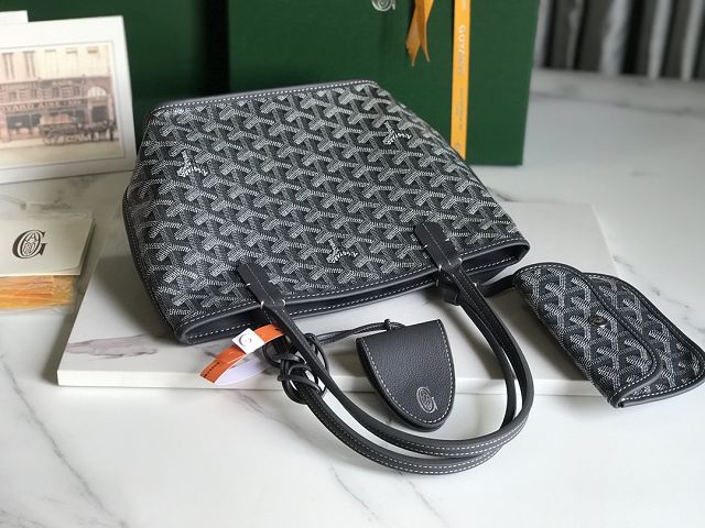 Goyard original calfskin&canvas reversible anjou mini bag GY0086 grey