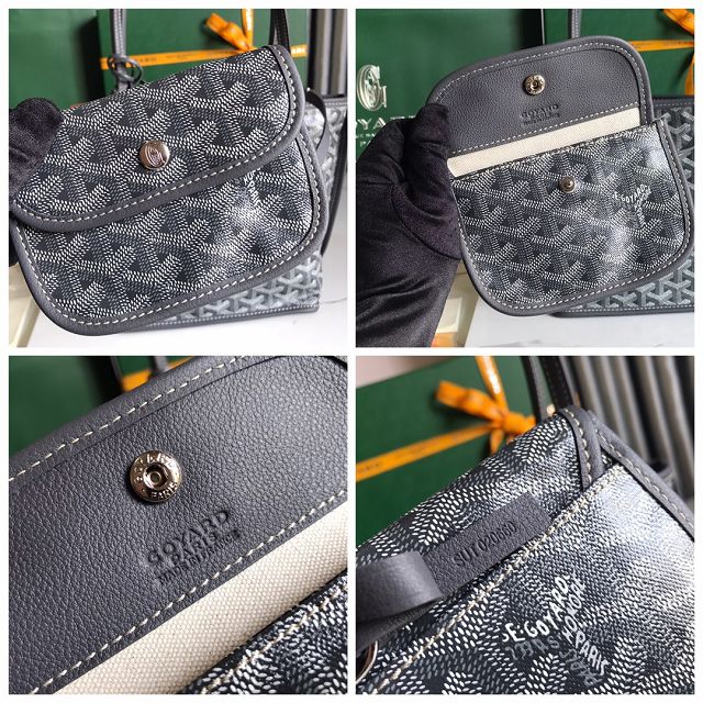 Goyard original calfskin&canvas reversible anjou mini bag GY0086 grey