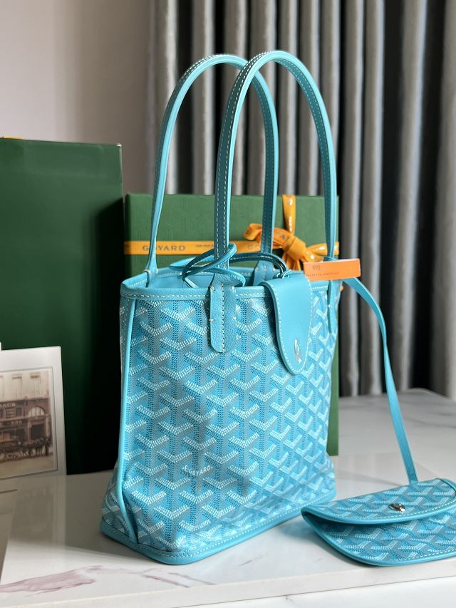 Goyard original calfskin&canvas reversible anjou mini bag GY0086 sky blue