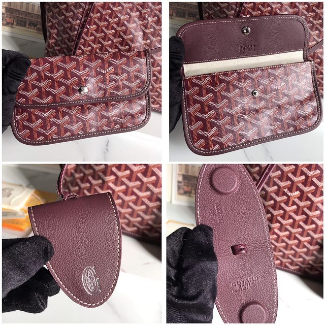 Goyard original calfskin&canvas reversible anjou PM bag GY0087 burgundy