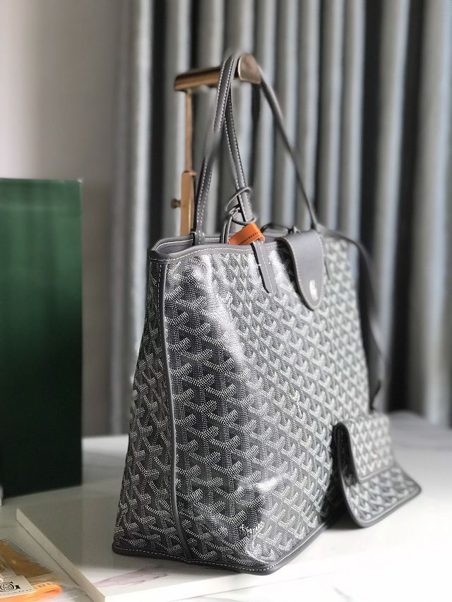 Goyard original calfskin&canvas reversible anjou PM bag GY0087 grey