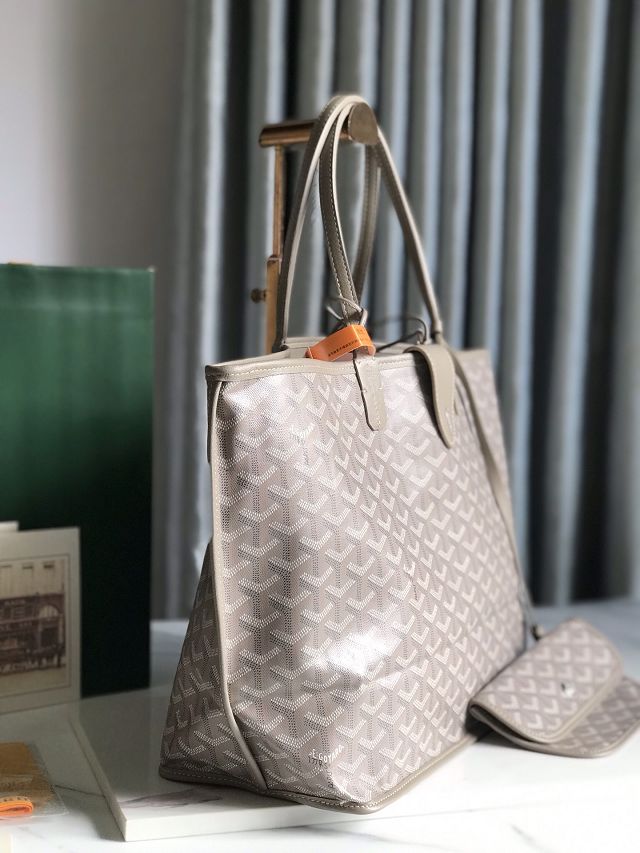 Goyard original calfskin&canvas reversible anjou GM bag GY0088 light grey