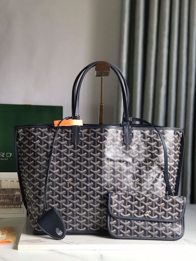 Goyard original calfskin&canvas reversible anjou PM bag GY0087 navy blue