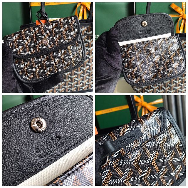 Goyard original calfskin&canvas reversible anjou mini bag GY0086 black