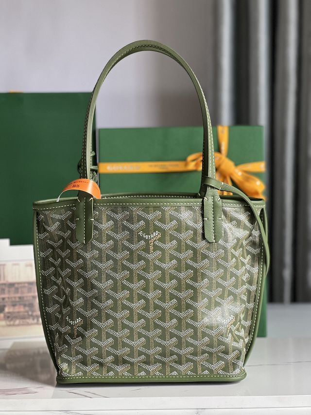 Goyard original calfskin&canvas reversible anjou mini bag GY0086 khaki