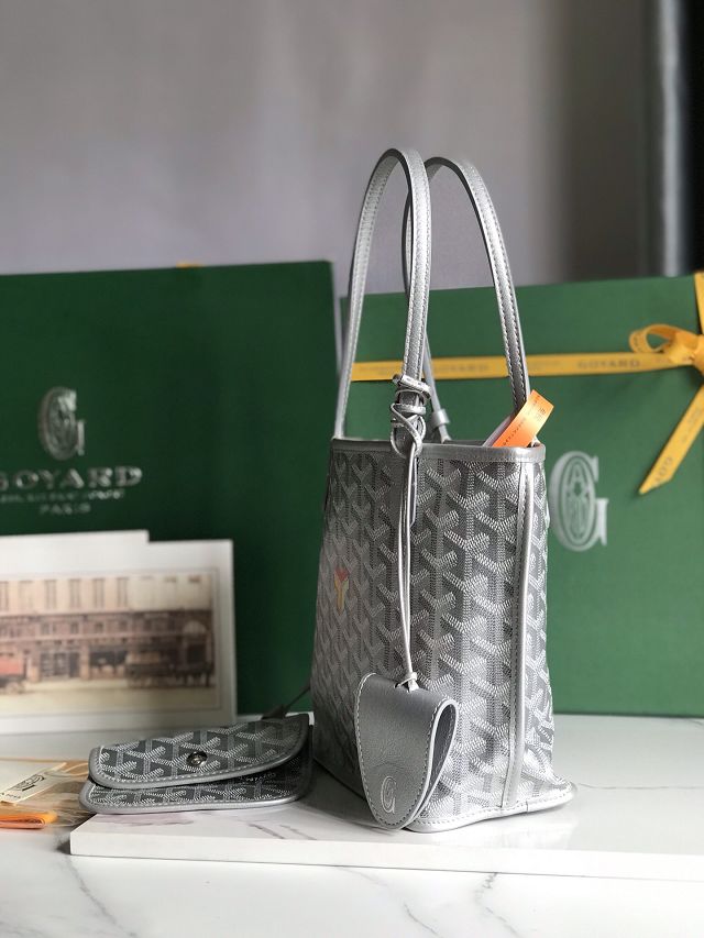 Goyard original calfskin&canvas reversible anjou mini bag GY0086 silver