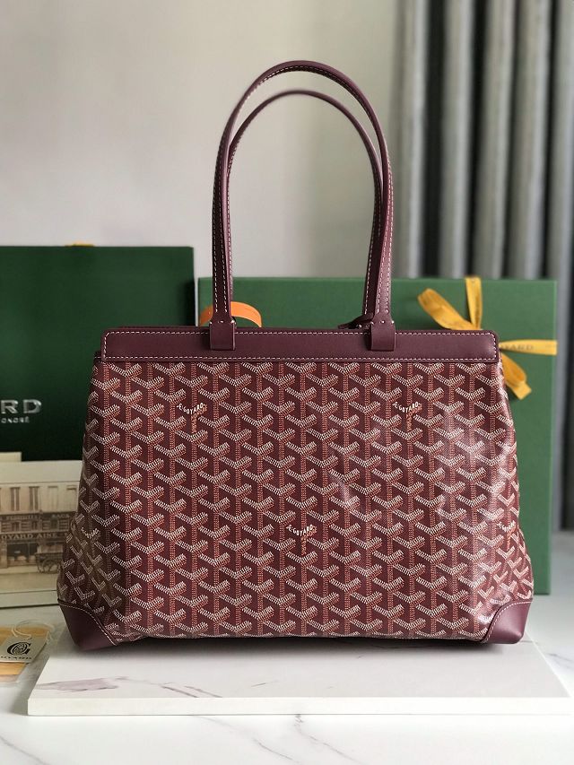 Goyard original canvas bellechasse biaude PM bag GY0091 burgundy