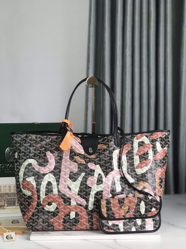 Goyard original canvas saint louis GM bag GY0090 black&pink