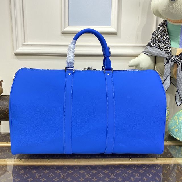 Louis vuitton original calfskin aerogram keepall 50 M21536 electric blue