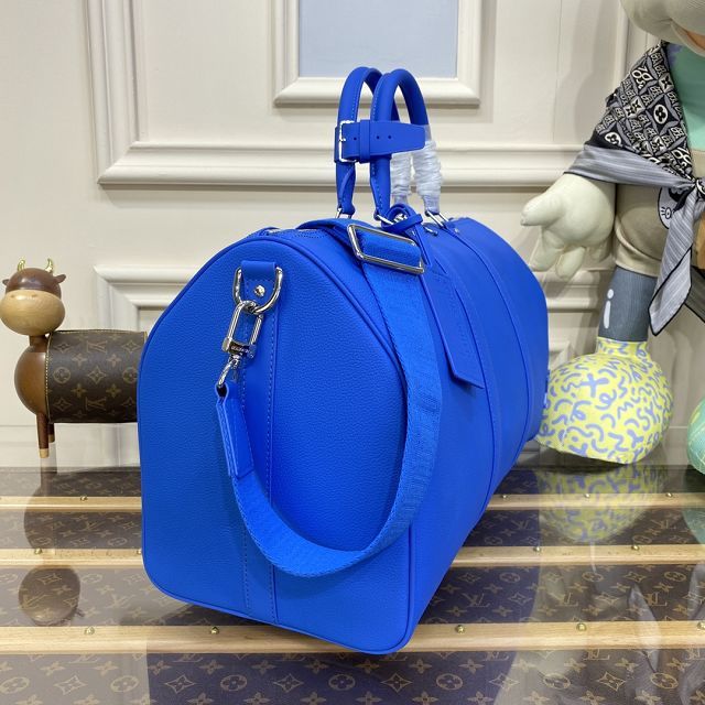 Louis vuitton original calfskin aerogram keepall 50 M21536 electric blue