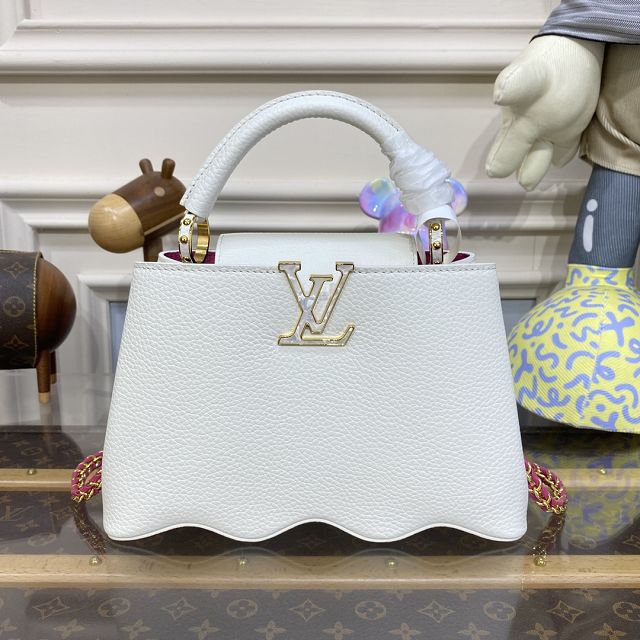 Louis vuitton original calfskin capucines BB handbag M20815 white