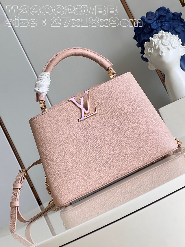 Louis vuitton original calfskin capucines BB handbag M21103 light pink