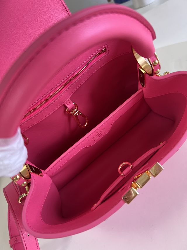 Louis vuitton original calfskin capucines BB handbag M21103 rose red