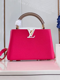Louis vuitton original calfskin capucines BB handbag M21103 rose&white