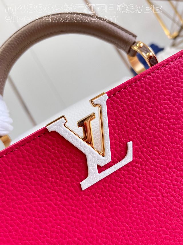 Louis vuitton original calfskin capucines BB handbag M21103 rose&white