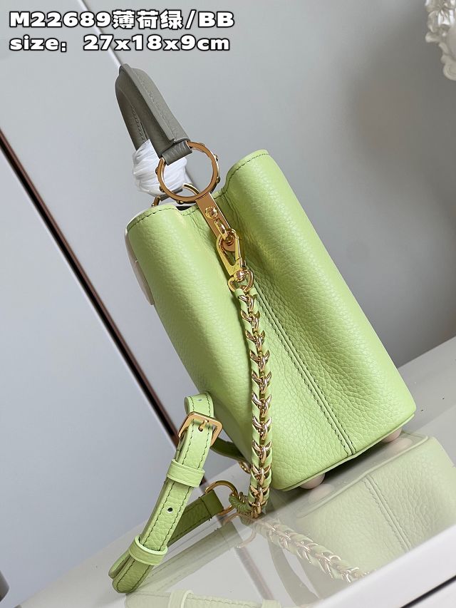 Louis vuitton original calfskin capucines BB handbag M22055 light green