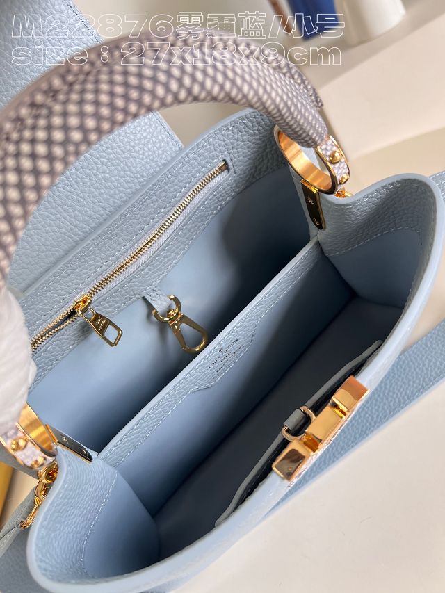 Louis vuitton original calfskin capucines BB handbag M92668 light blue