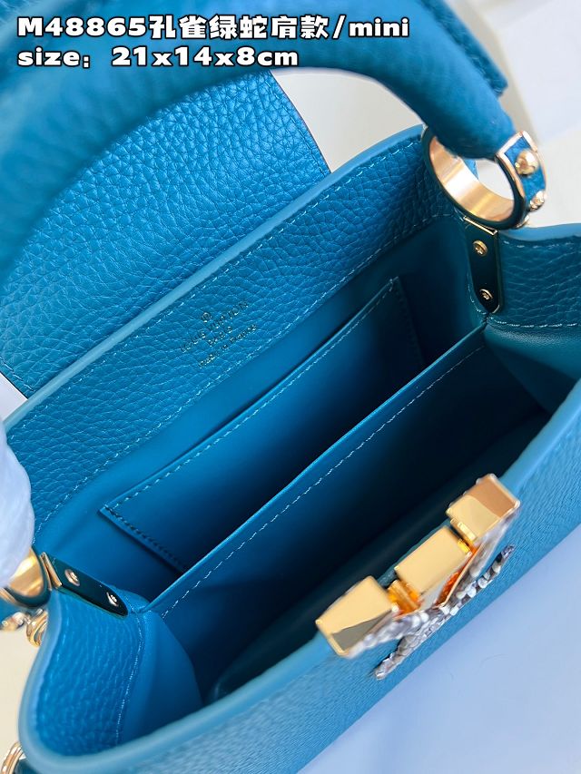 Louis vuitton original calfskin capucines mini handbag M48865 blue