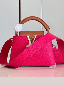 Louis vuitton original calfskin capucines mini handbag M48865 rose red
