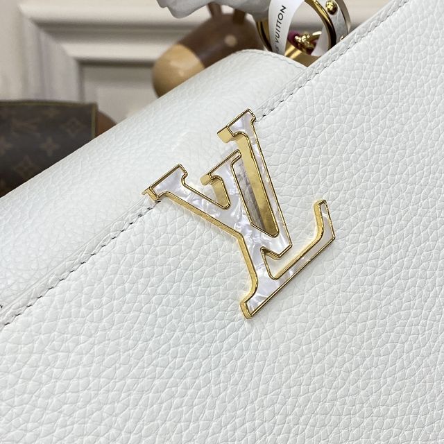 Louis vuitton original calfskin capucines mm handbag M59516 white