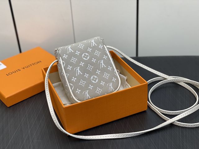 Louis vuitton original denim lipstick case M60018 white