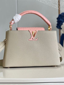 Louis vuitton original calfskin capucines mm handbag M20704 grey&pink