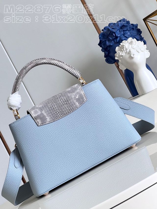 Louis vuitton original calfskin capucines mm handbag M20704 light blue