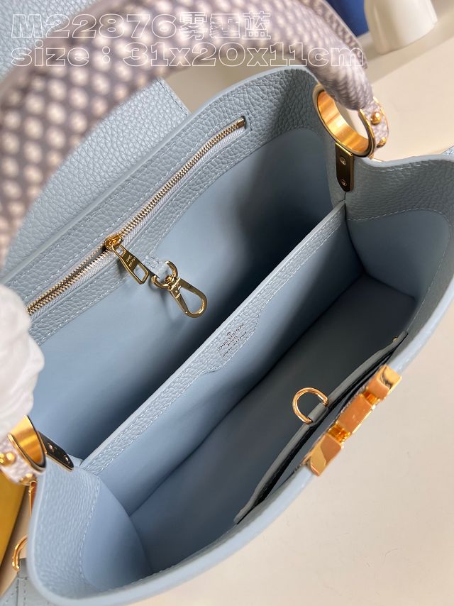 Louis vuitton original calfskin capucines mm handbag M20704 light blue