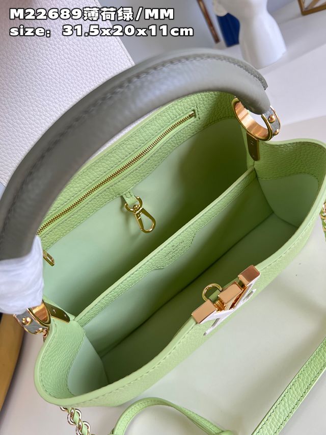 Louis vuitton original calfskin capucines mm handbag M59516 light green