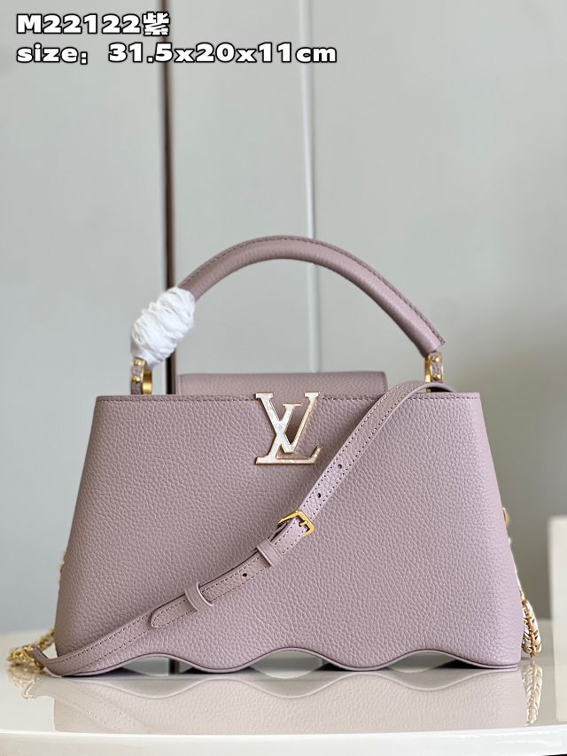Louis vuitton original calfskin capucines mm handbag M59516 light purple