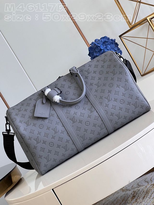 Louis vuitton original calfskin keepall 50 M46117 grey