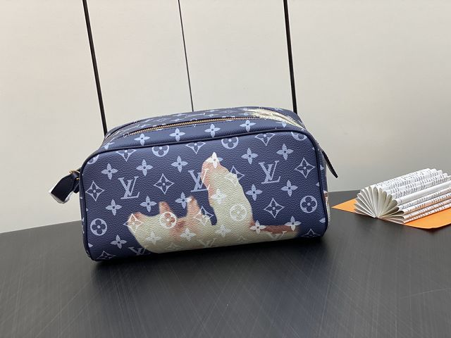 Louis vuitton original canvas dopp kit toiletry pouch M46696 blue