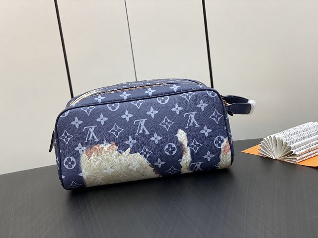 Louis vuitton original canvas dopp kit toiletry pouch M46696 blue