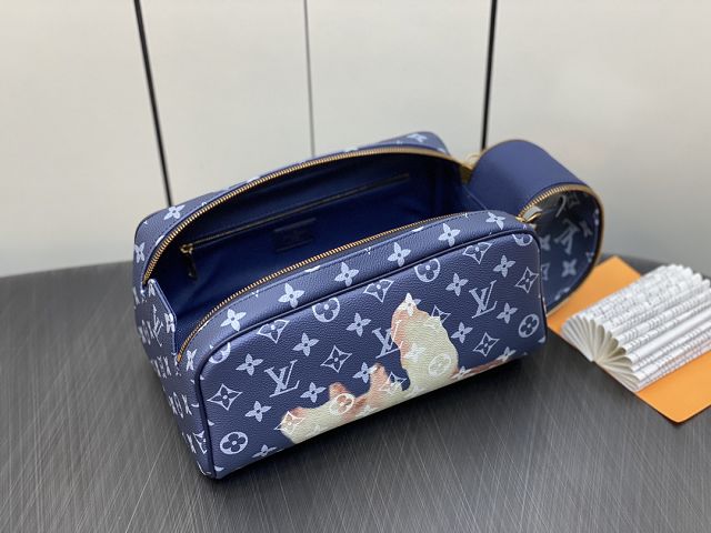 Louis vuitton original canvas dopp kit toiletry pouch M46696 blue