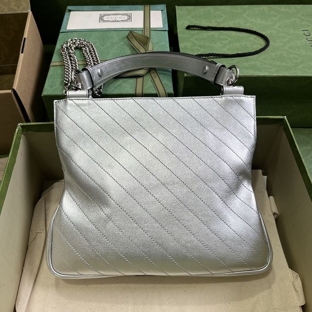 2023 GG original calfskin blondie small tote bag 751518 silver