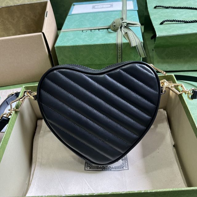 2023 GG original calfskin mini heart shoulder bag 751628 black