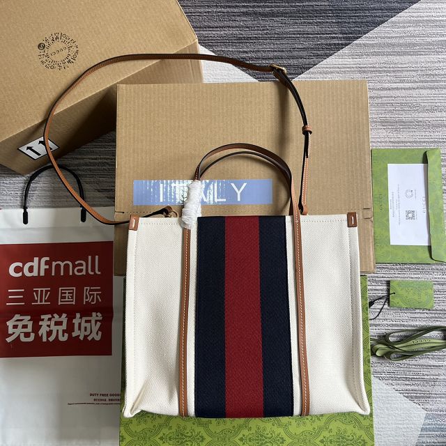 2023 GG original canvas small tote bag 727728 white