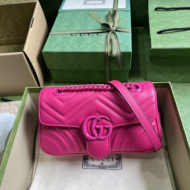 GG original calfskin marmont mini bag 446744 rose red