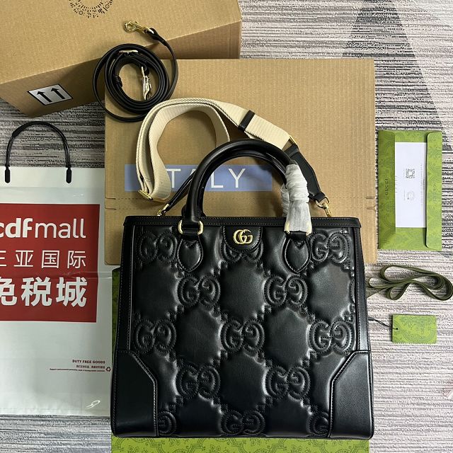 GG original matelasse leather medium tote bag 728236 black