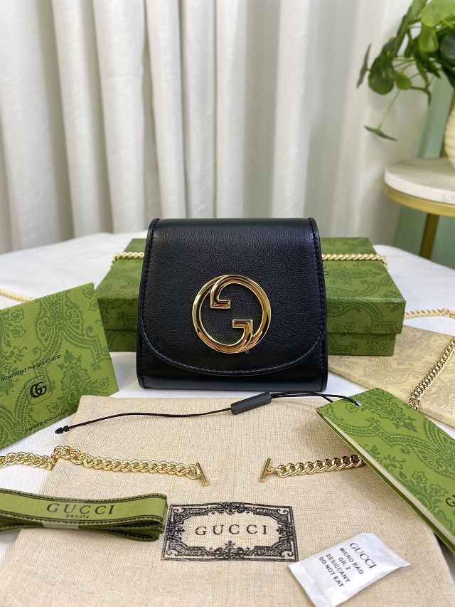 GG original calfskin blondie chain wallet 725219 black