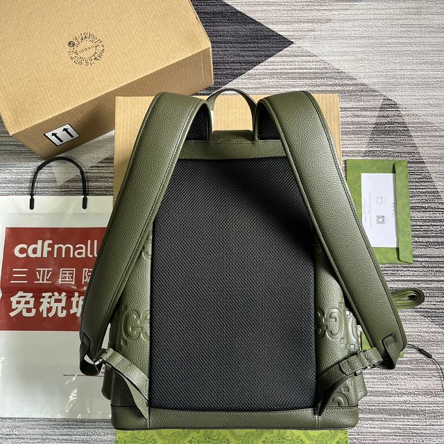 GG original embossed calfskin backpack 625770 khaki green